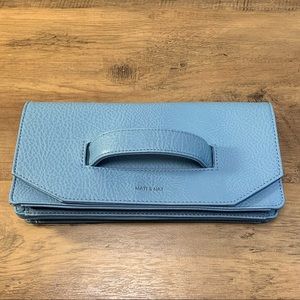 Matt & Nat fold over clutch with hand grab. Blue. Abiko fold